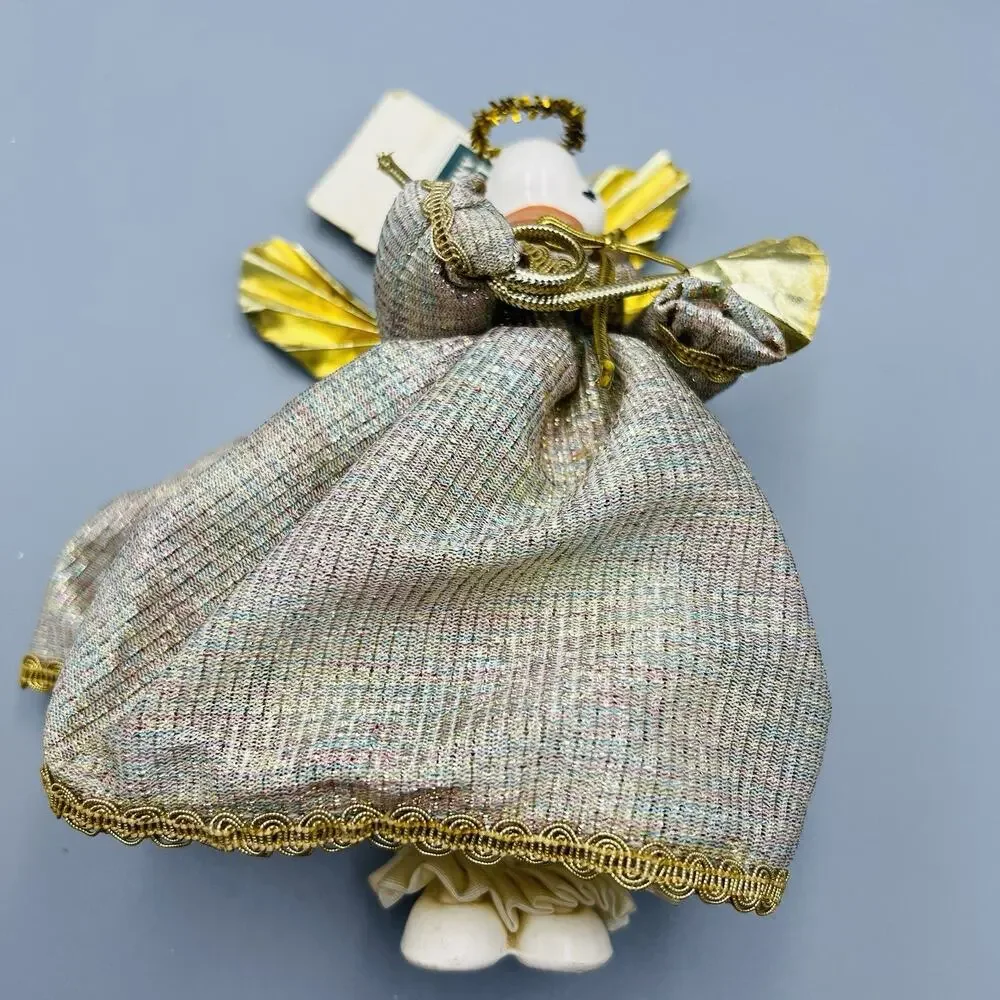 VTG 1983‎ Just Ducky Horn Angel Figurine Ceramic Christmas Kitsch Gold Wings